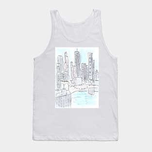 New York. Exterior. Architecture. Tourist place. Watercolor, art decoration, sketch. Illustration hand drawn modern Tank Top